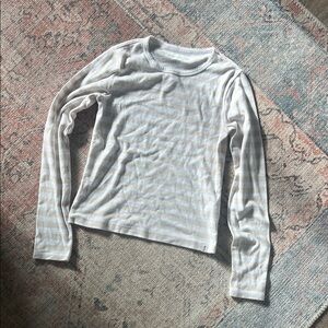 Abercrombie Kids Girls Long Sleeve White & Cream Striped Top Size 11/12